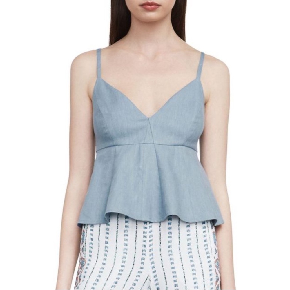 BCBGMAXAZRIA Women's Meaghan V-Neck peplum top